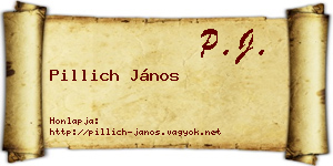 Pillich János névjegykártya